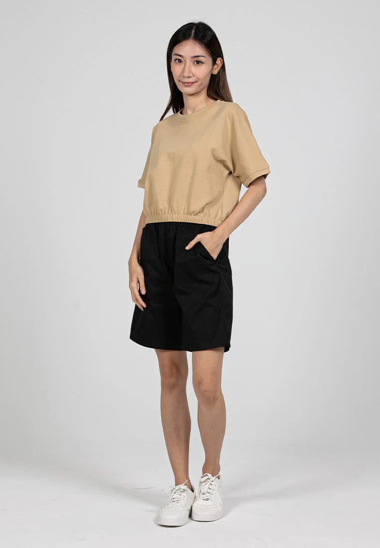 Forest Ladies Stretchable Polyester Elastic Waisted Short Pants Women Casual Shorts | Seluar Pendek Perempuan - 865110
