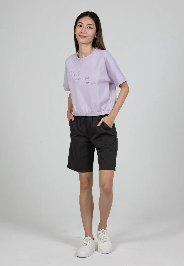 Forest Ladies Stretchable Polyester Elastic Waisted Short Pants Women Casual Shorts | Seluar Pendek Perempuan - 865110