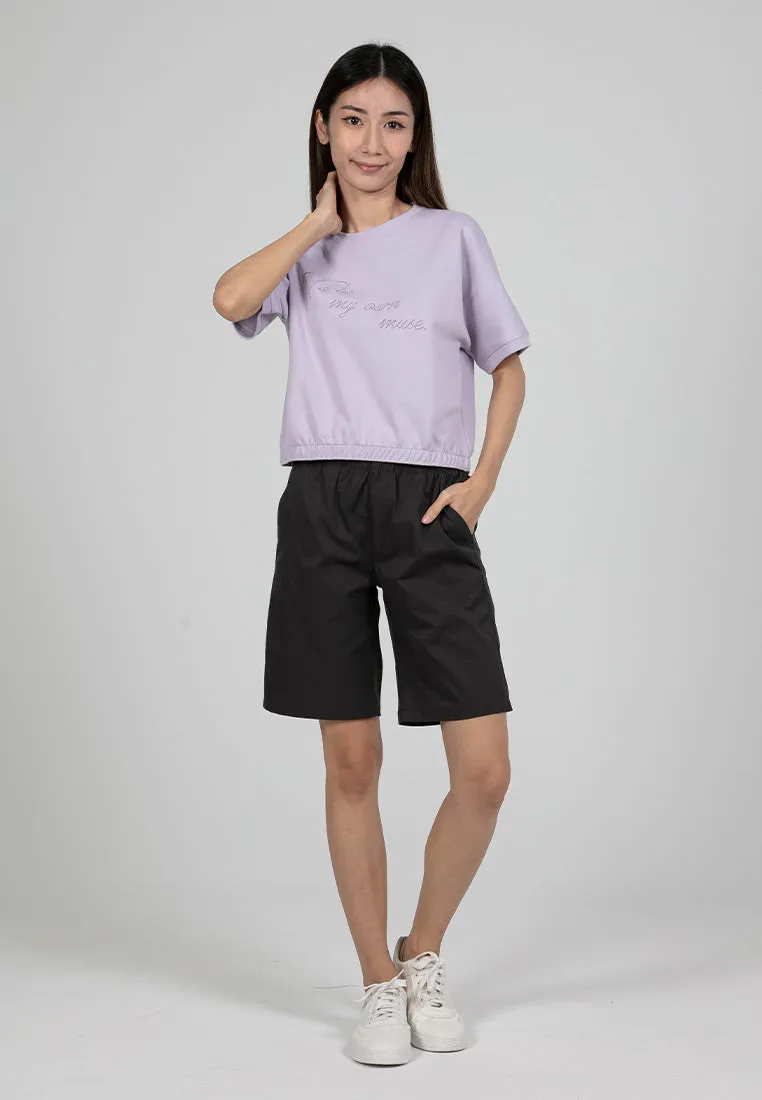 Forest Ladies Stretchable Polyester Elastic Waisted Short Pants Women Casual Shorts | Seluar Pendek Perempuan - 865110