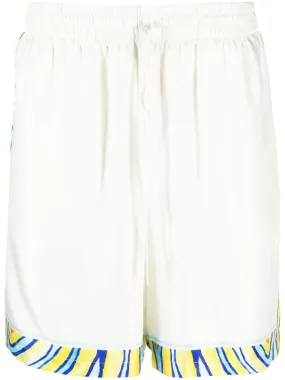 graphic-print silk track shorts