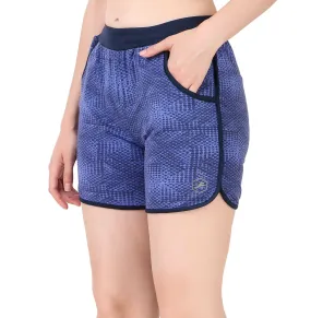 Gym & Running Shorts For Women (Blue Snake Print)