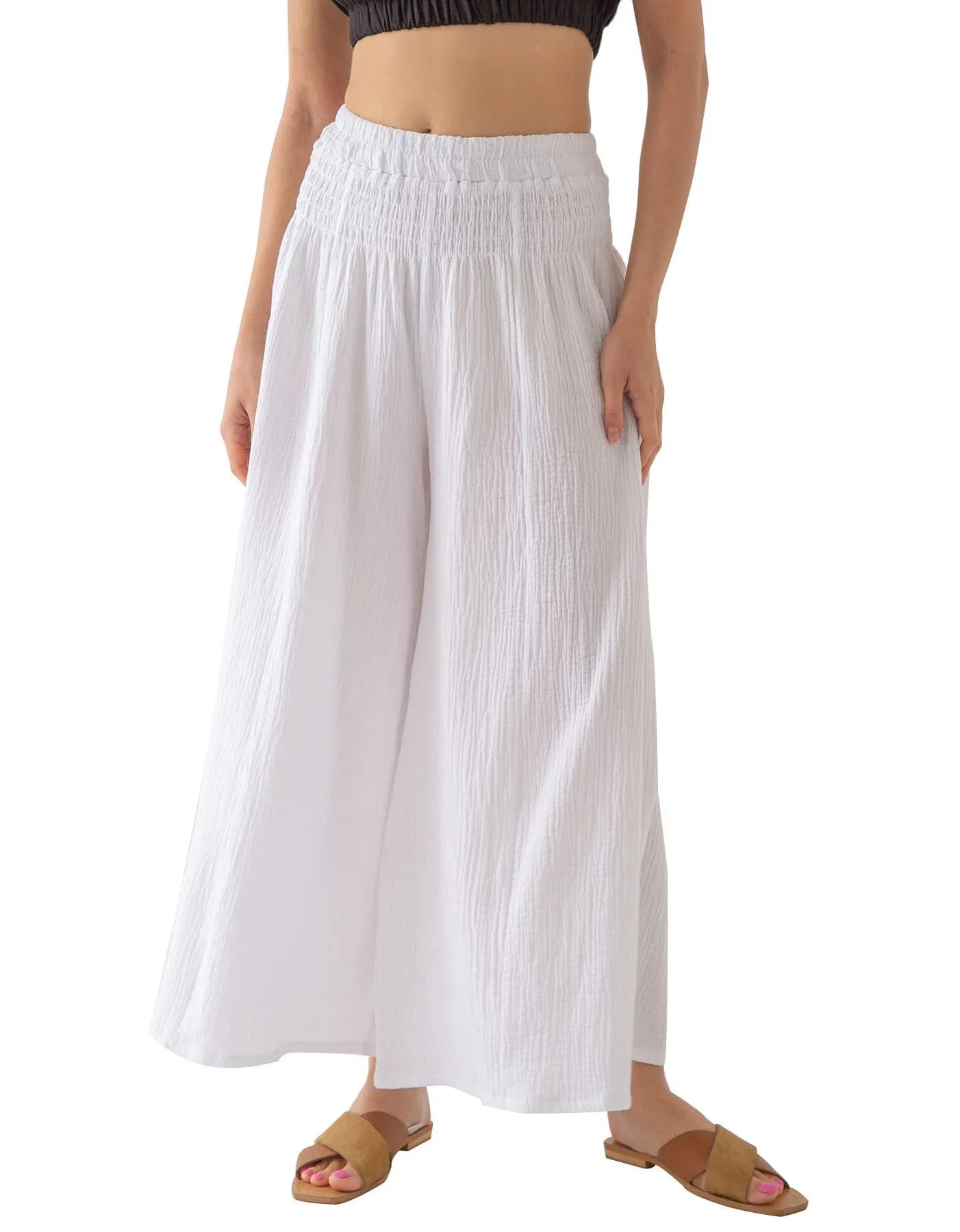 High Waist Cotton Double Yarn Breathable Loose Wide-Leg Yoga Pants