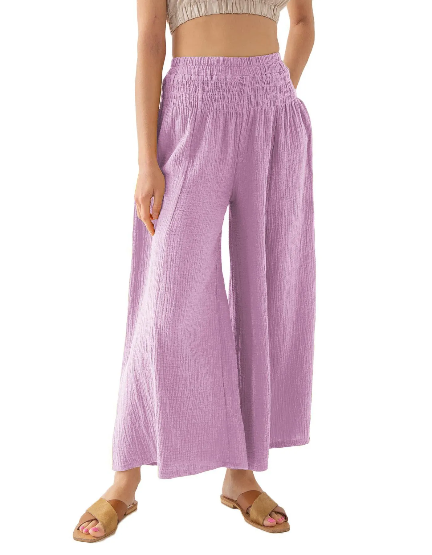 High Waist Cotton Double Yarn Breathable Loose Wide-Leg Yoga Pants