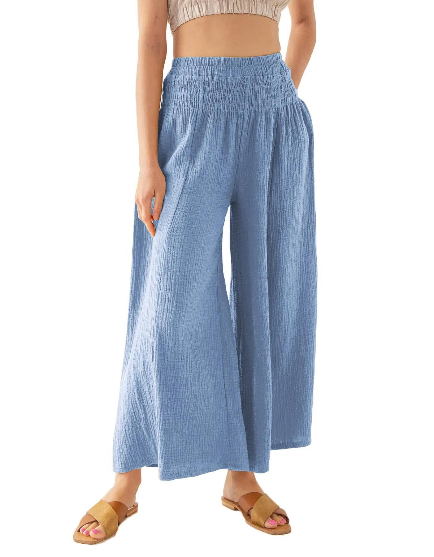 High Waist Cotton Double Yarn Breathable Loose Wide-Leg Yoga Pants