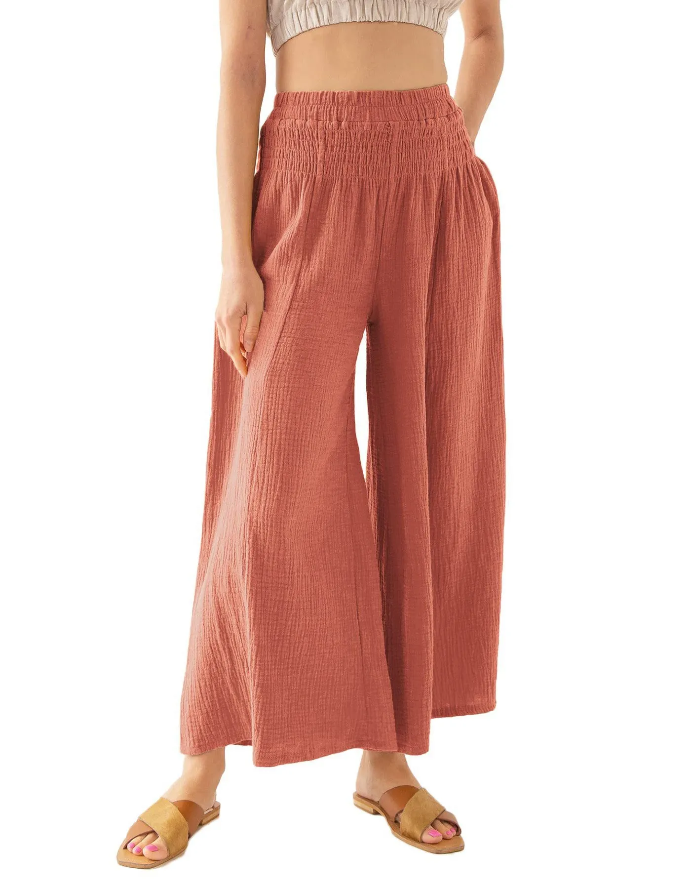 High Waist Cotton Double Yarn Breathable Loose Wide-Leg Yoga Pants