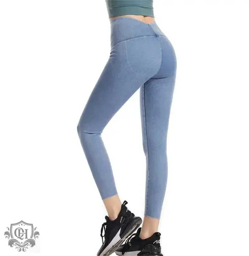 Hip Rise Flexi Denim Yoga Pants