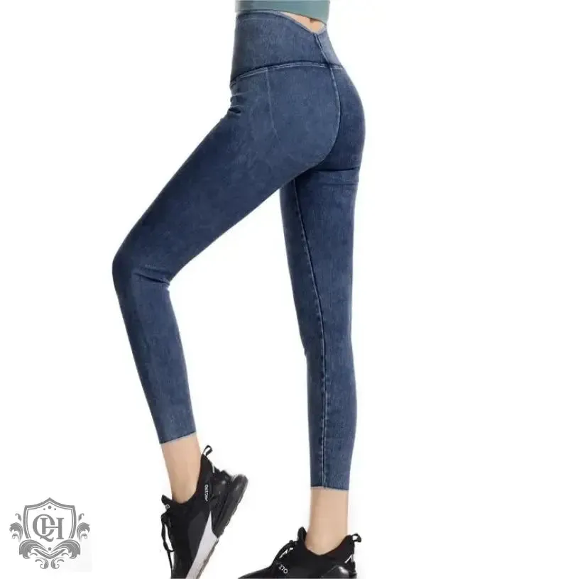 Hip Rise Flexi Denim Yoga Pants