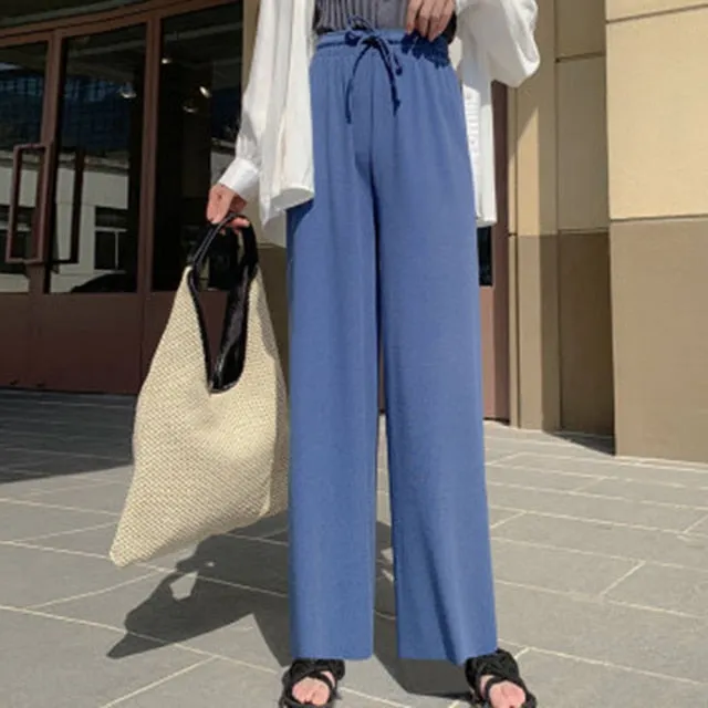 Ice Silk Wide Leg Pants Women