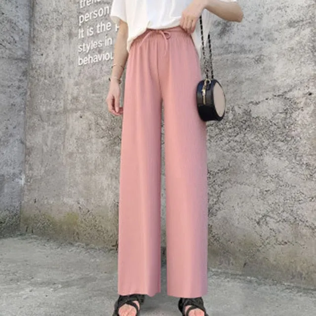 Ice Silk Wide Leg Pants Women