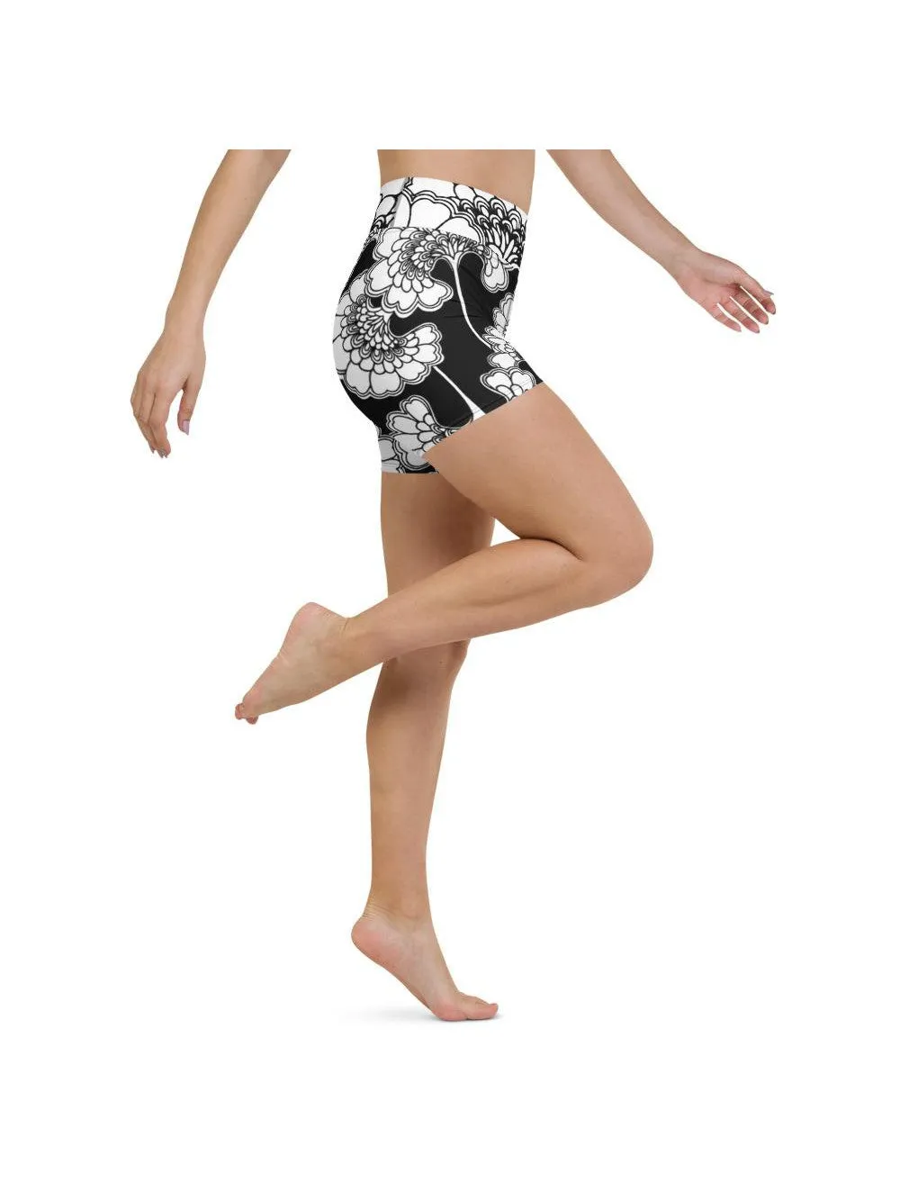 Japanese Floral Yoga Shorts