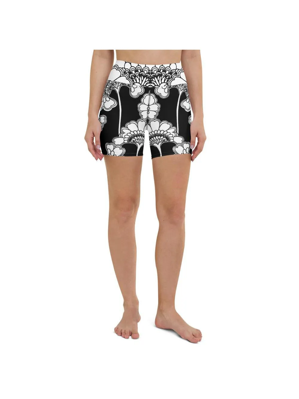 Japanese Floral Yoga Shorts
