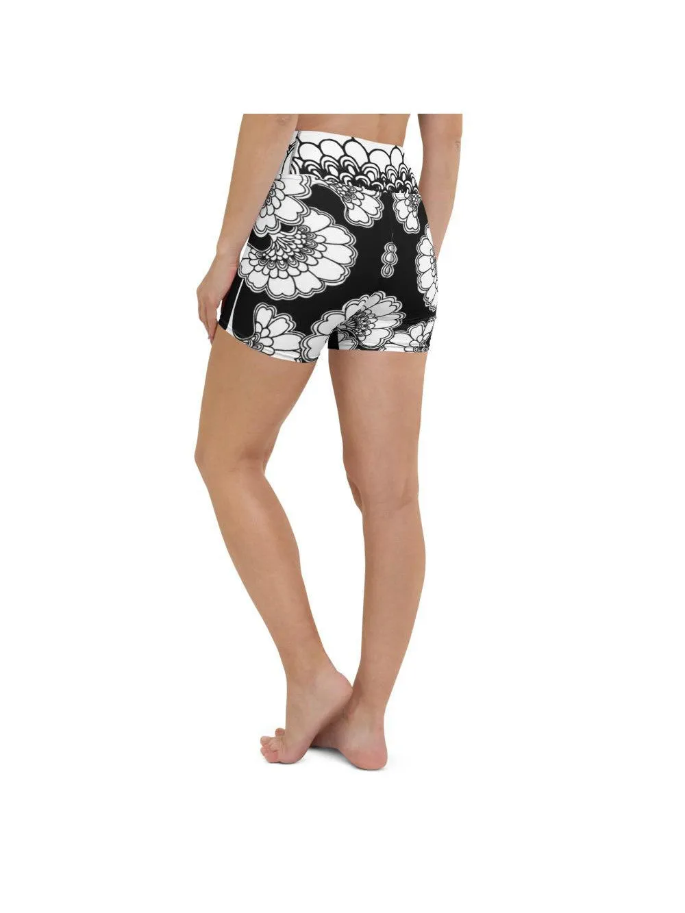 Japanese Floral Yoga Shorts