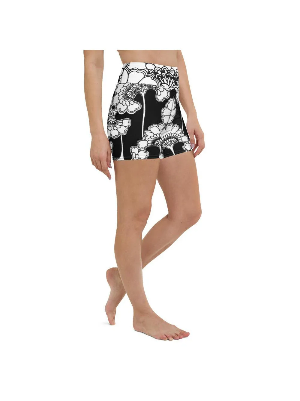 Japanese Floral Yoga Shorts