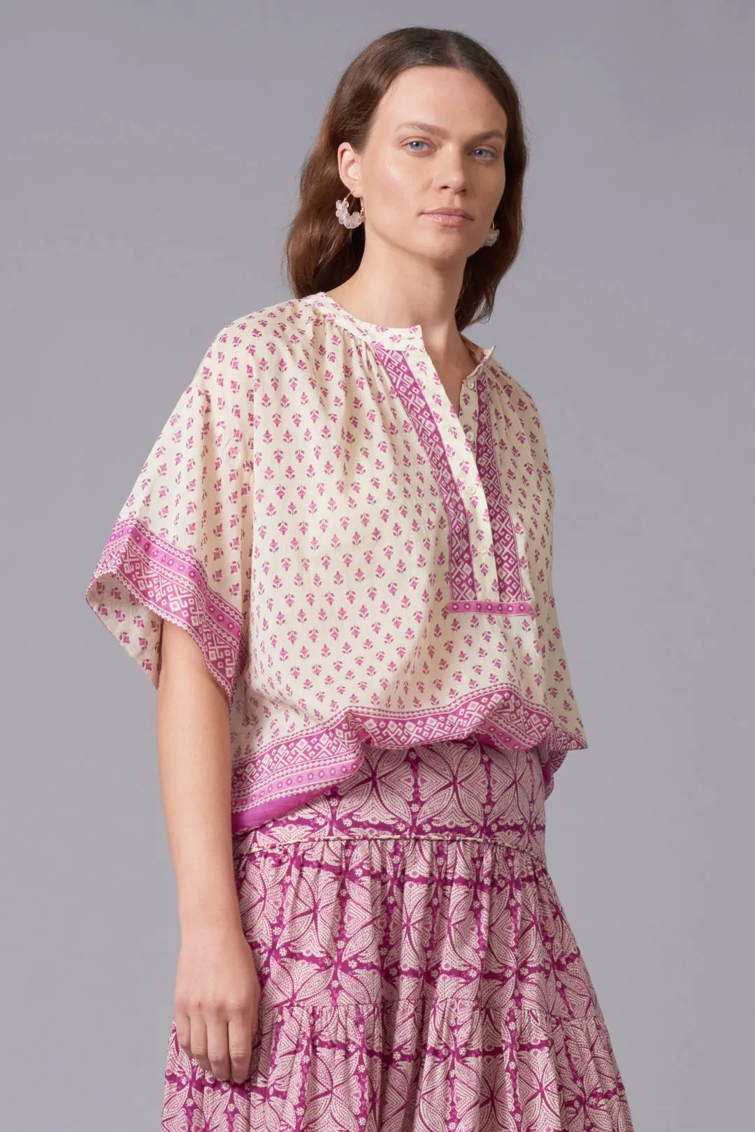 Laya Block Print Voile Top