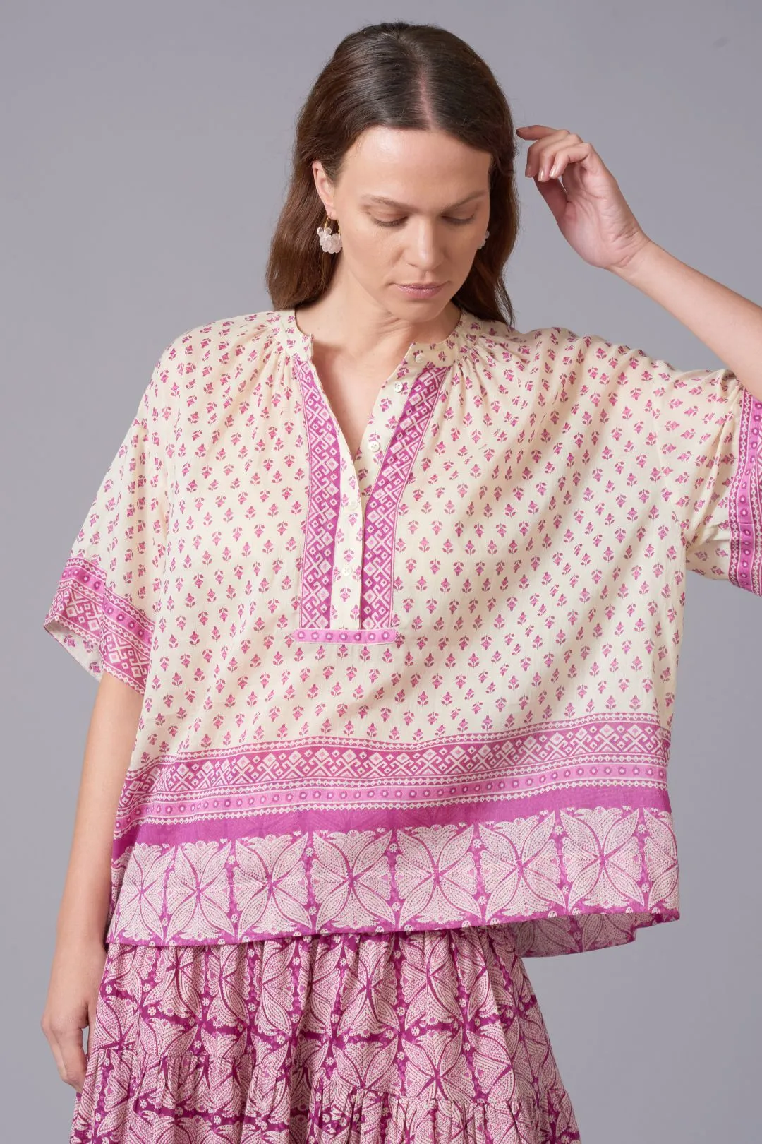 Laya Block Print Voile Top
