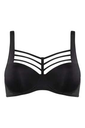 Leading Strings Plunge Balcony Wired Padded Bra - Black -