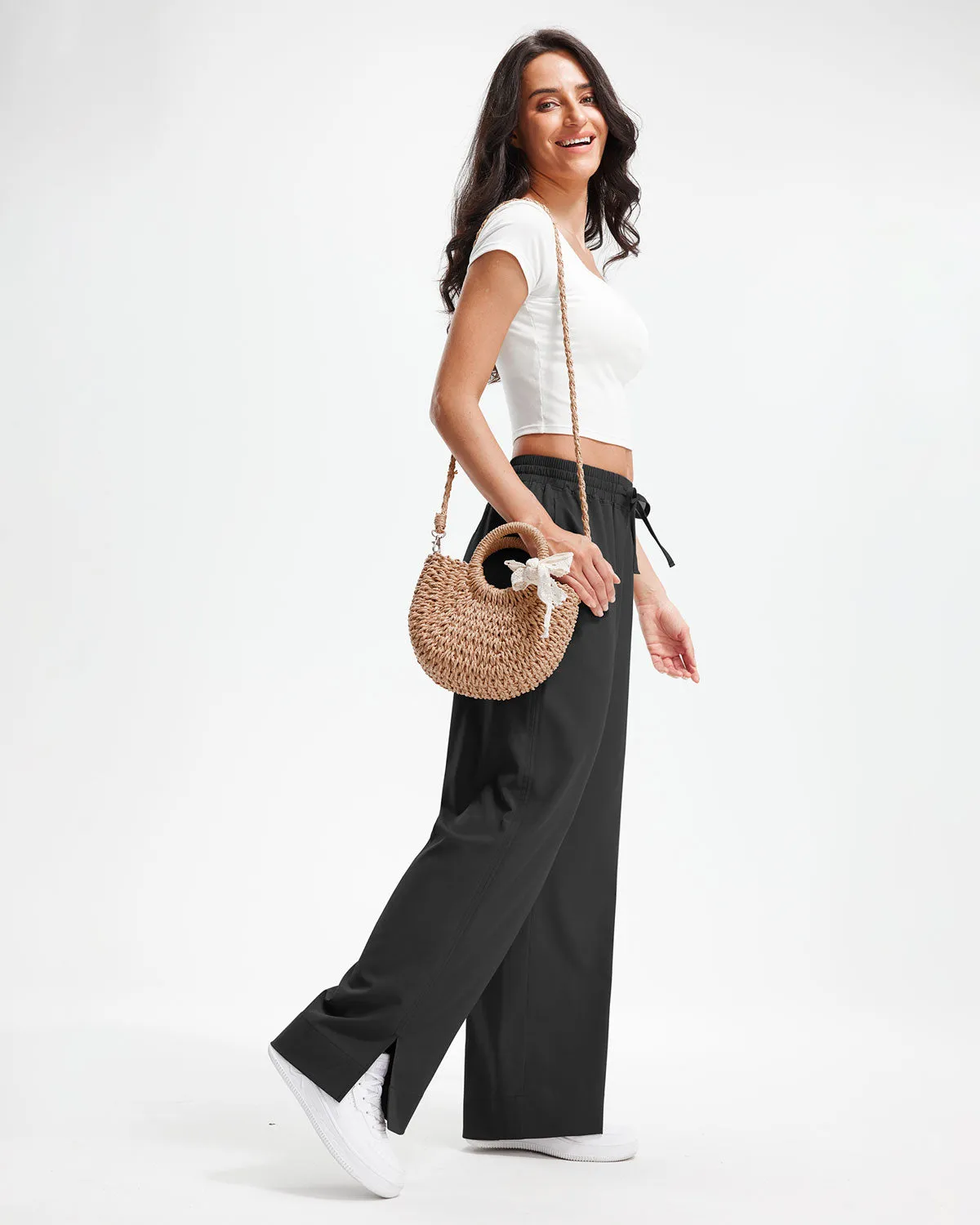 Libin Women's 29" High Waist Loose Casual  Wide Leg Pants