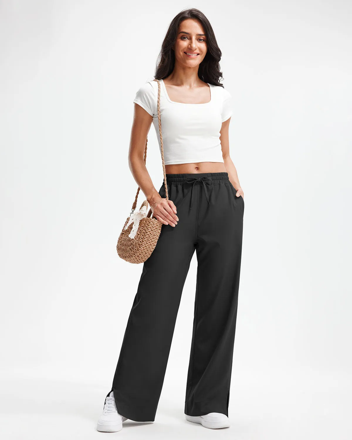 Libin Women's 29" High Waist Loose Casual  Wide Leg Pants