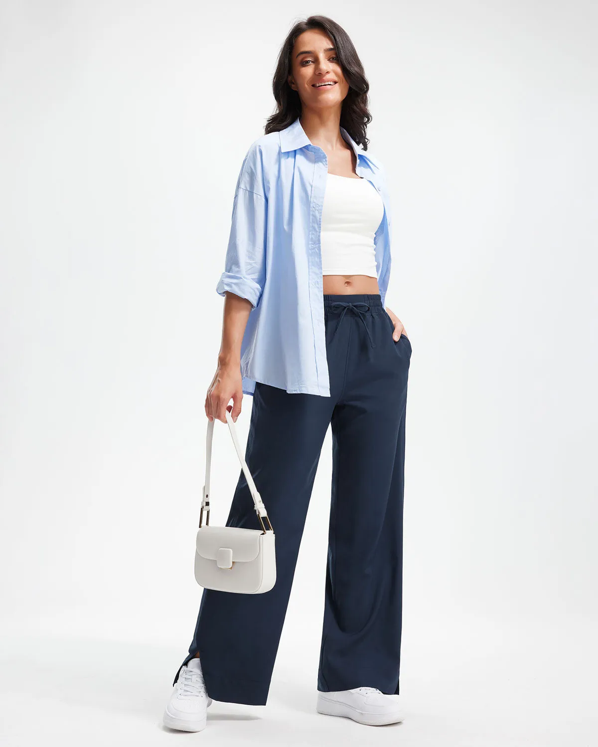 Libin Women's 29" High Waist Loose Casual  Wide Leg Pants
