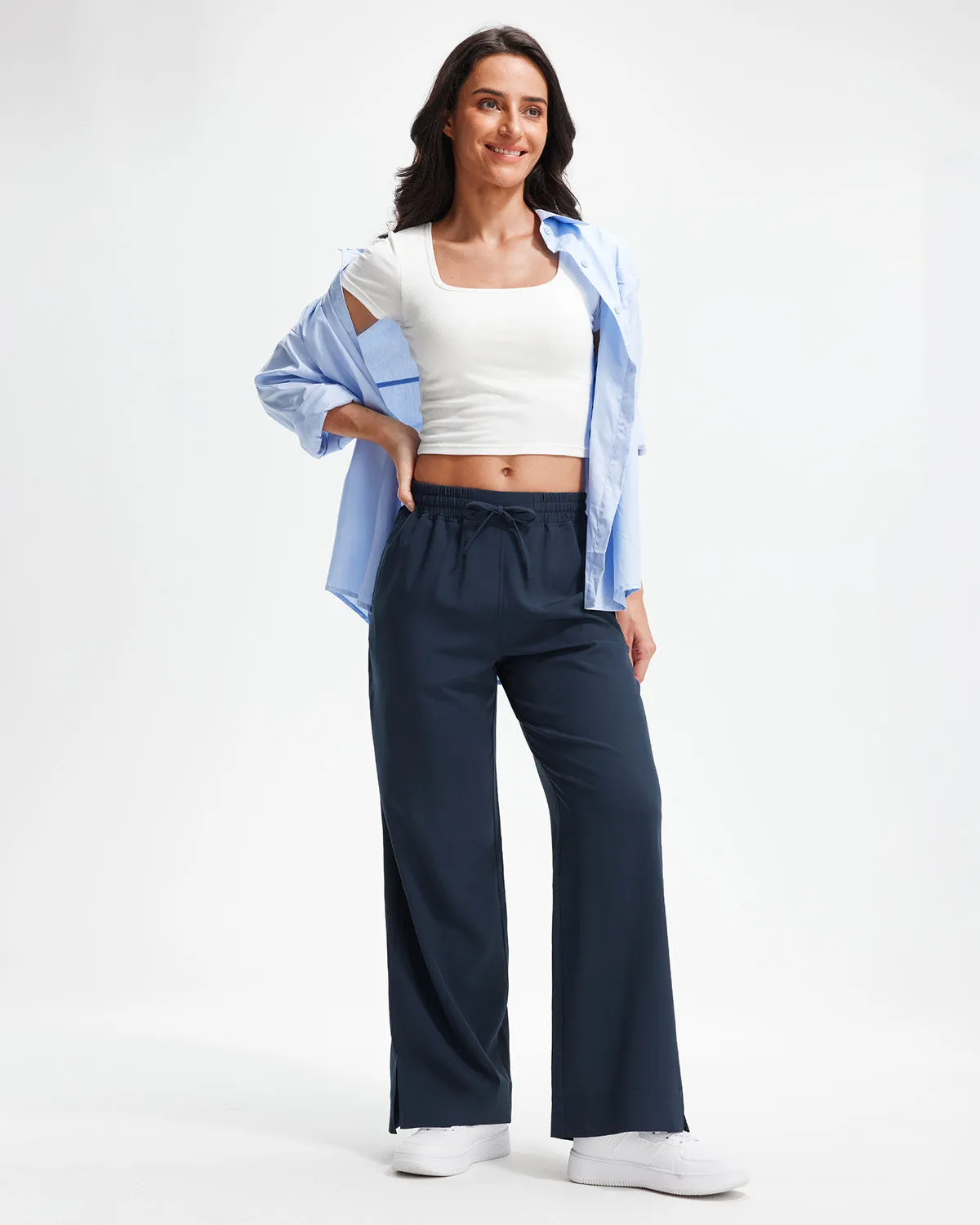 Libin Women's 29" High Waist Loose Casual  Wide Leg Pants