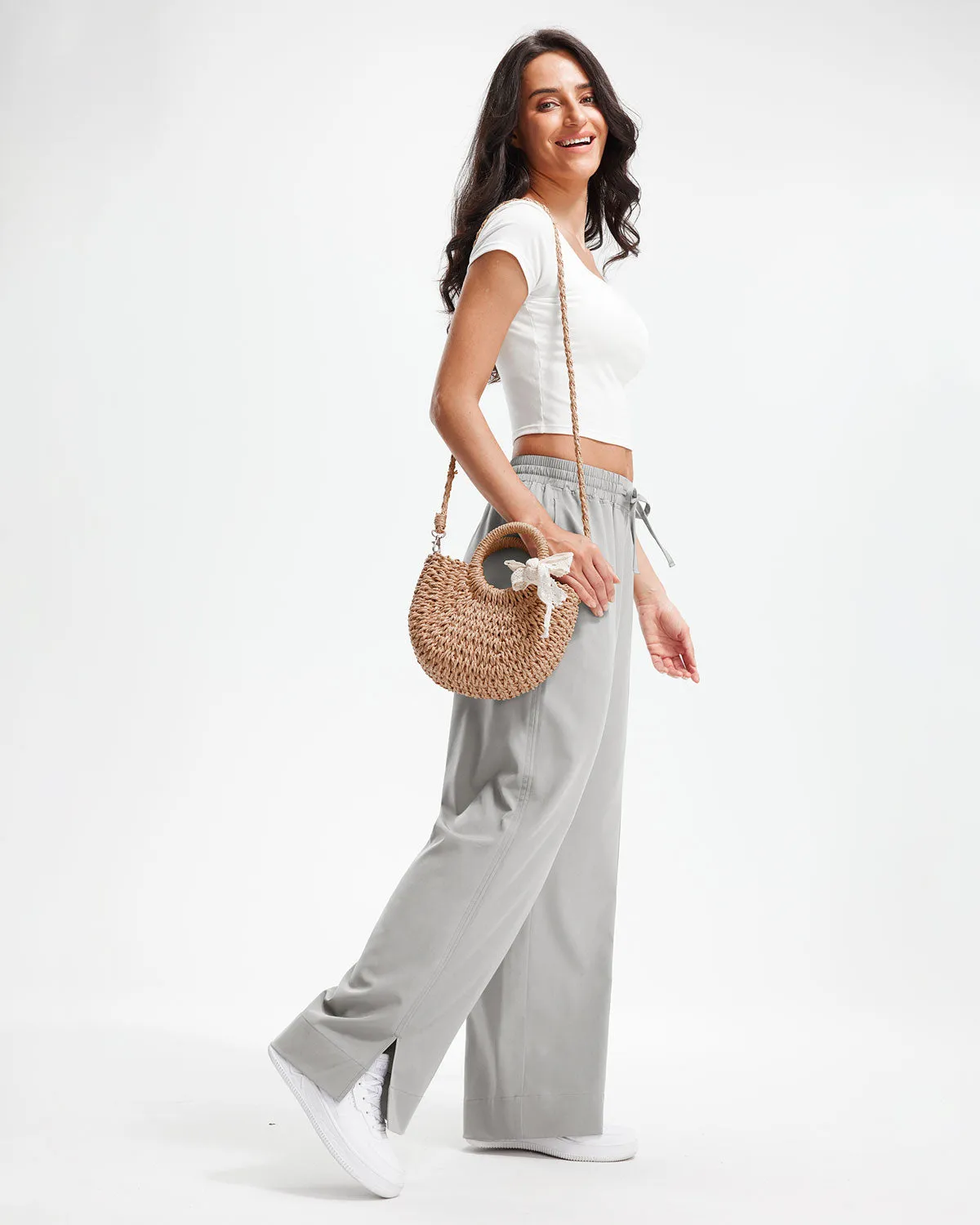 Libin Women's 29" High Waist Loose Casual  Wide Leg Pants