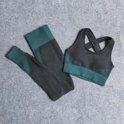 Long Sleeve Gym Cropped Top Seamless Leggings