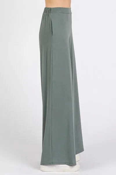 Mittoshop Yoga Air Stretch Elastic Waist Wide Leg Pants