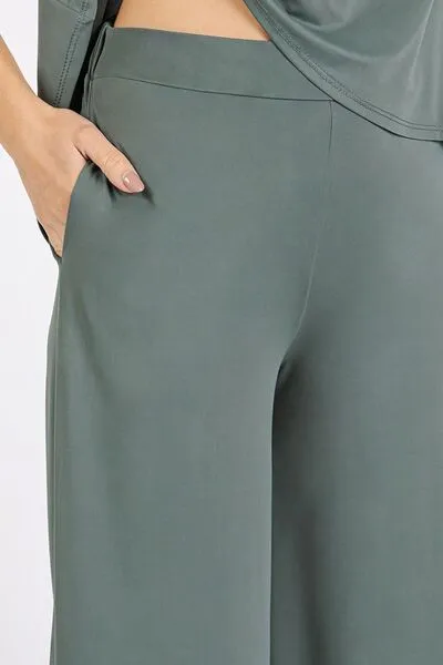 Mittoshop Yoga Air Stretch Elastic Waist Wide Leg Pants