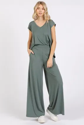 Mittoshop Yoga Air Stretch Elastic Waist Wide Leg Pants