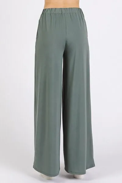 Mittoshop Yoga Air Stretch Elastic Waist Wide Leg Pants