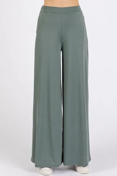 Mittoshop Yoga Air Stretch Elastic Waist Wide Leg Pants