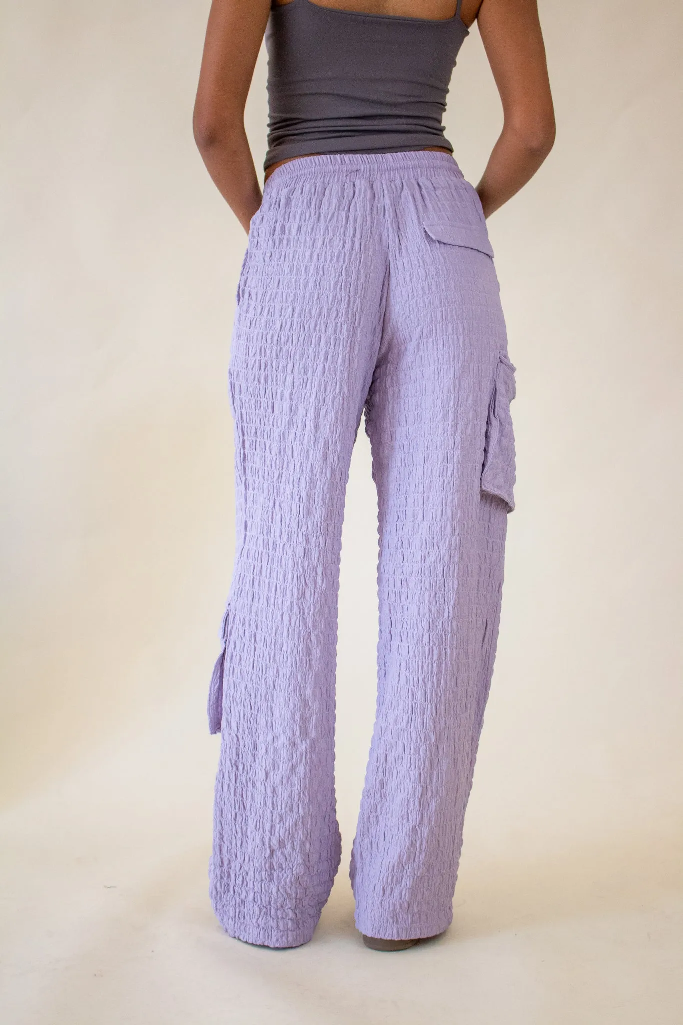 Molly Crinkle Cargo Pants Lilac