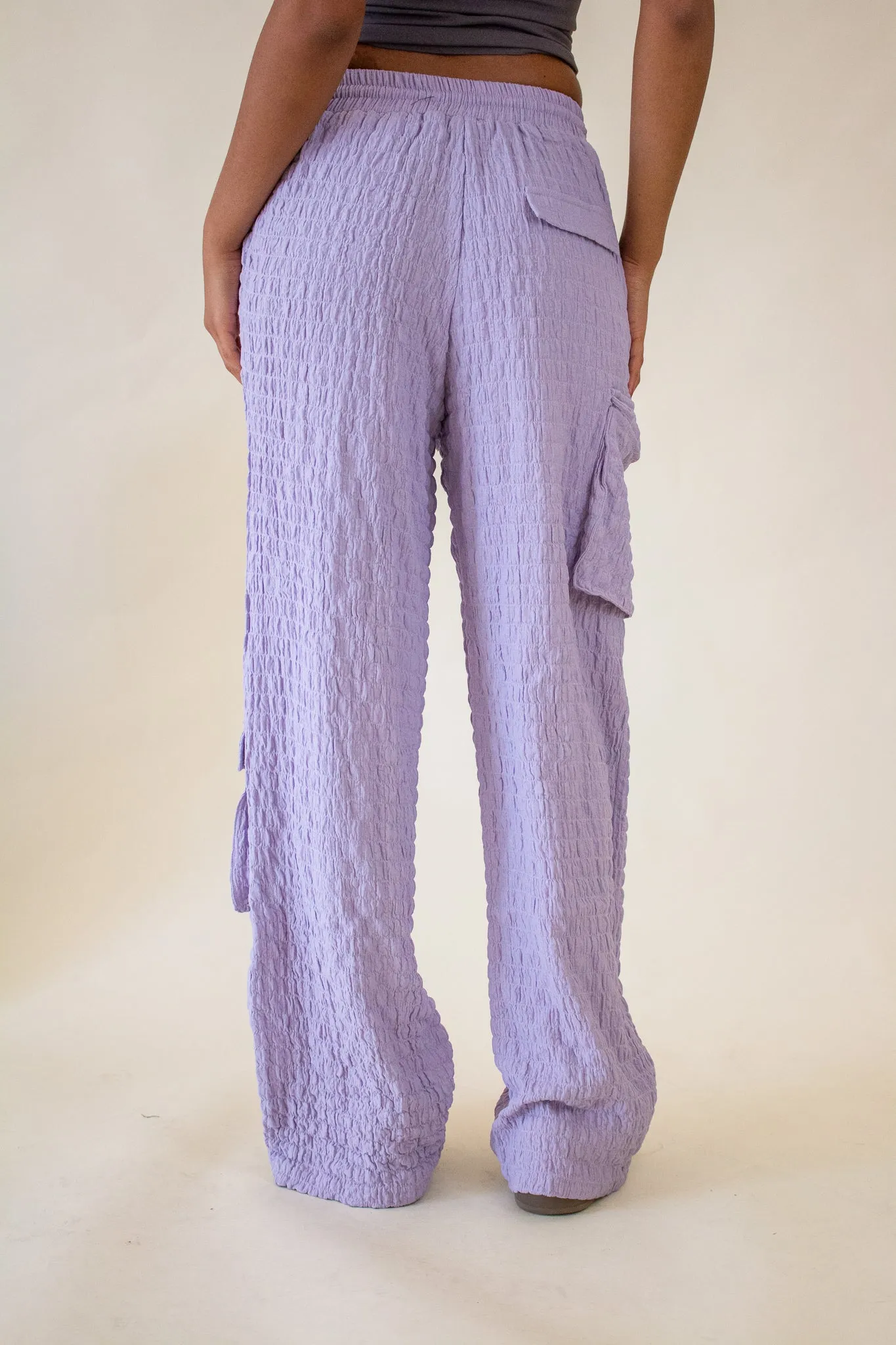 Molly Crinkle Cargo Pants Lilac