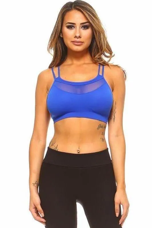 Multi Strap Sports Bra w/Front Mesh