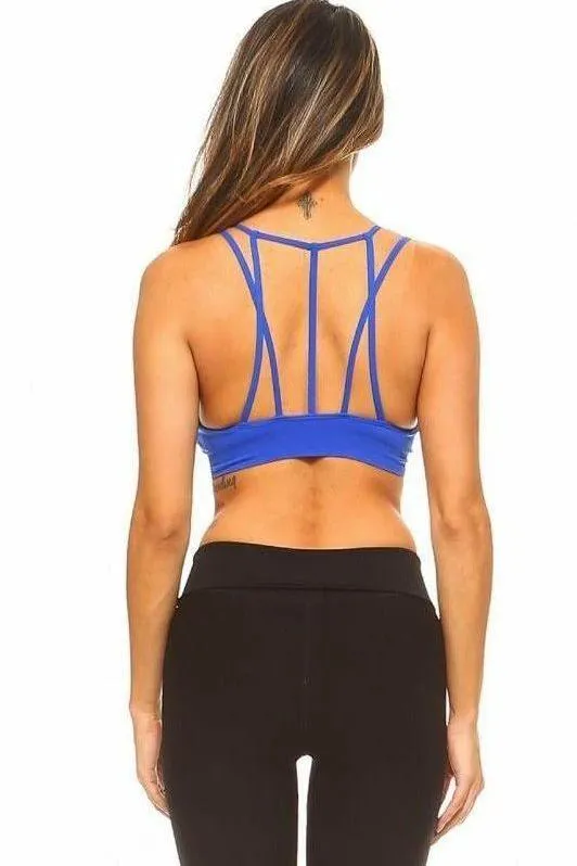 Multi Strap Sports Bra w/Front Mesh