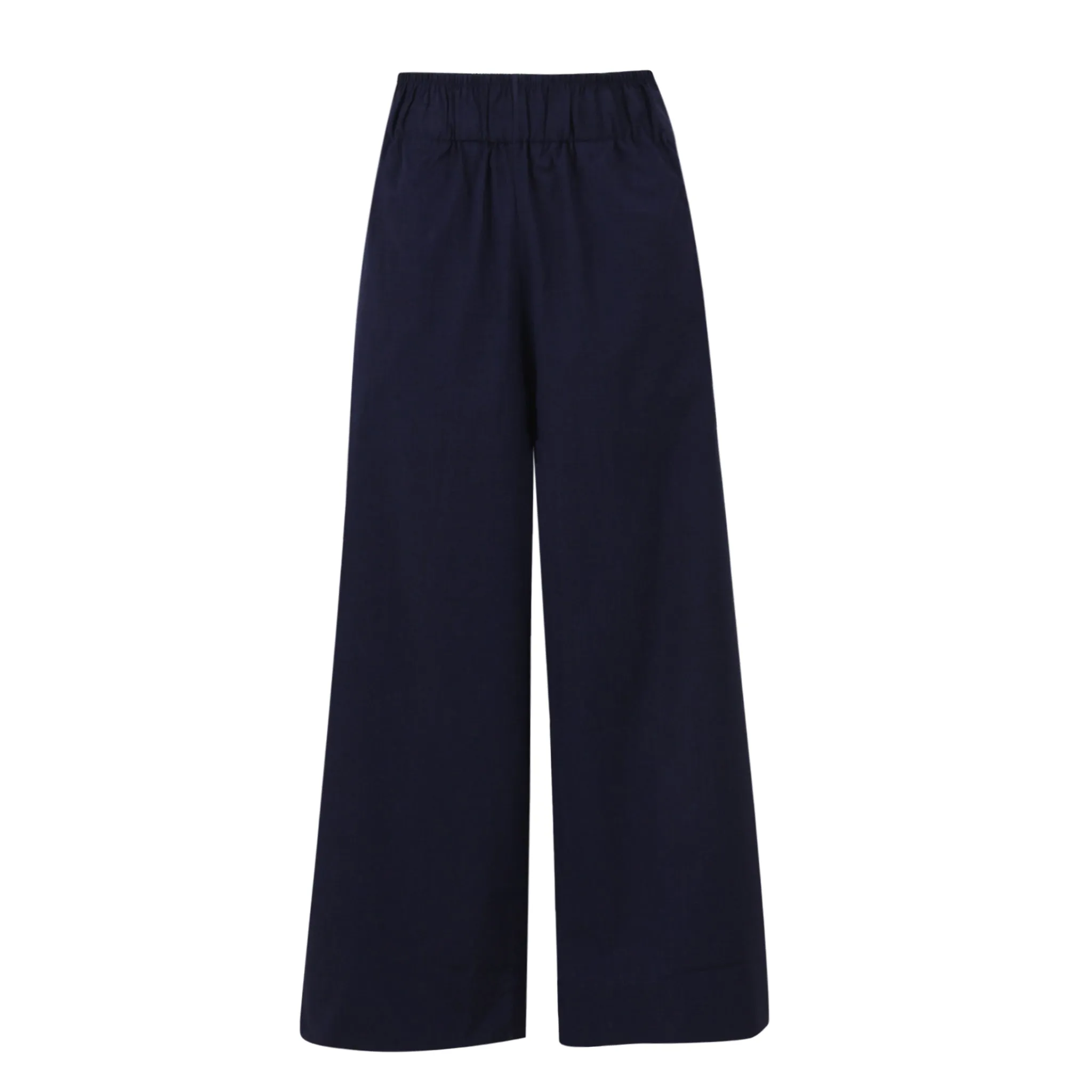 Navy Cropped Wide Leg Pants