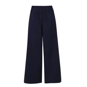 Navy Cropped Wide Leg Pants
