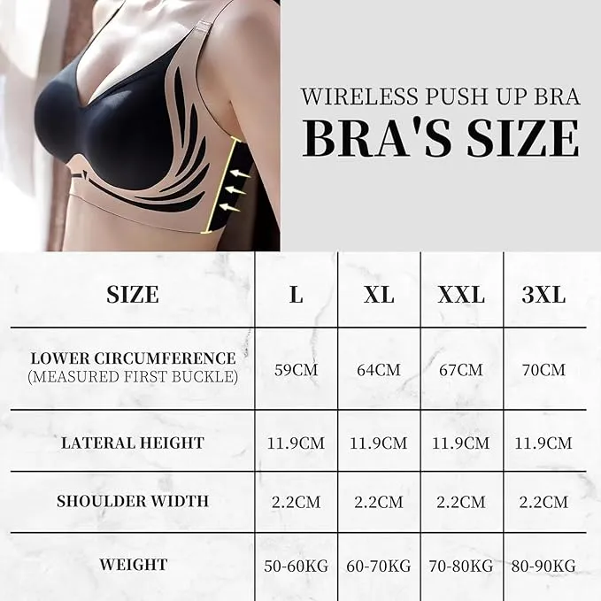 NEW Retails $45 TAIMEI Blue Super Gather Bra Wireless Push-Up Bra Comfortable Gather Bra Lift Bra Women Lingerie Everyday Sports Bras Sz 2X