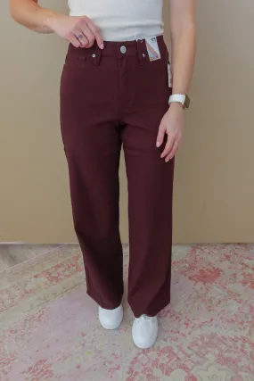 Olivia Dark Berry Wide Leg Pants
