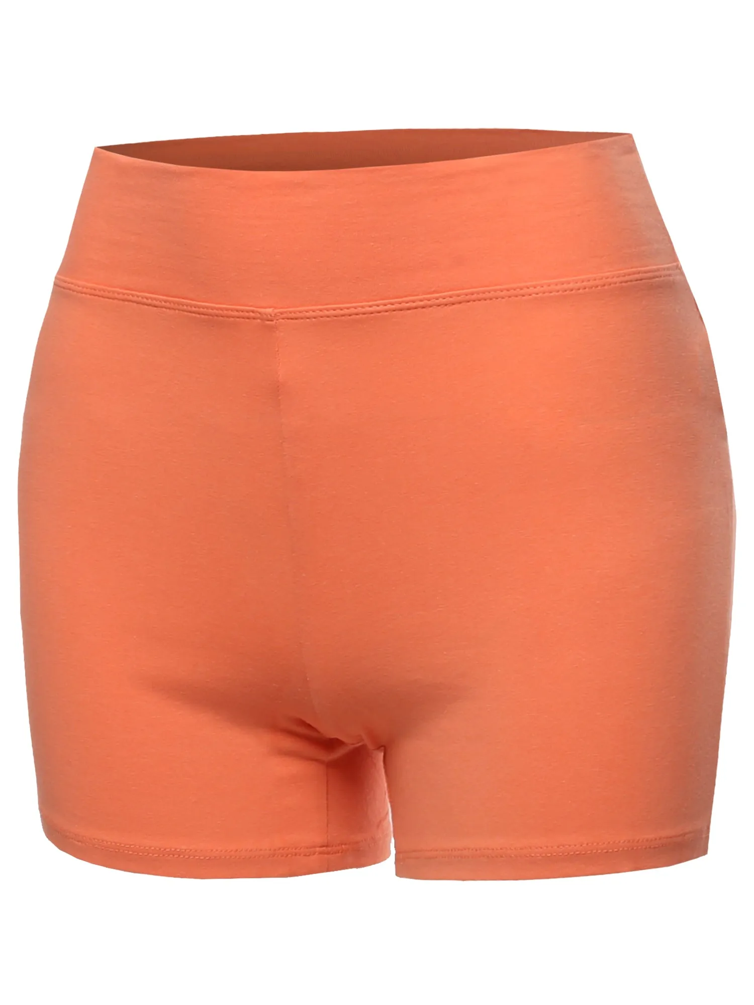 Plus Size Basic Solid Premium Cotton High Rise Bike Shorts