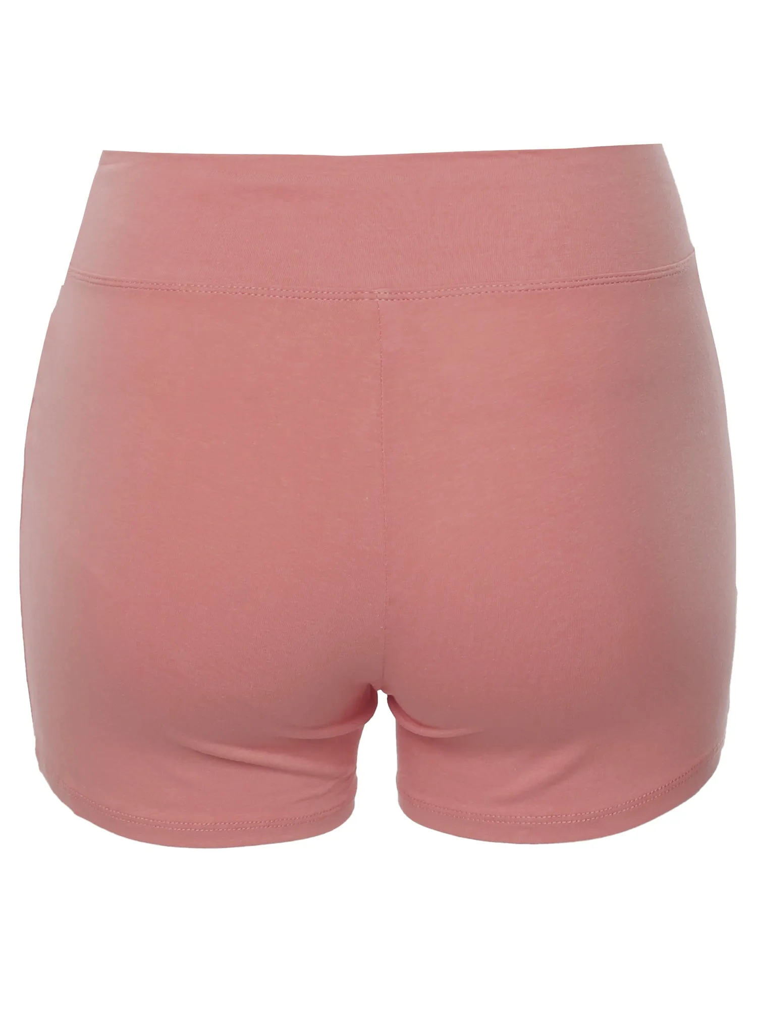 Plus Size Basic Solid Premium Cotton High Rise Bike Shorts