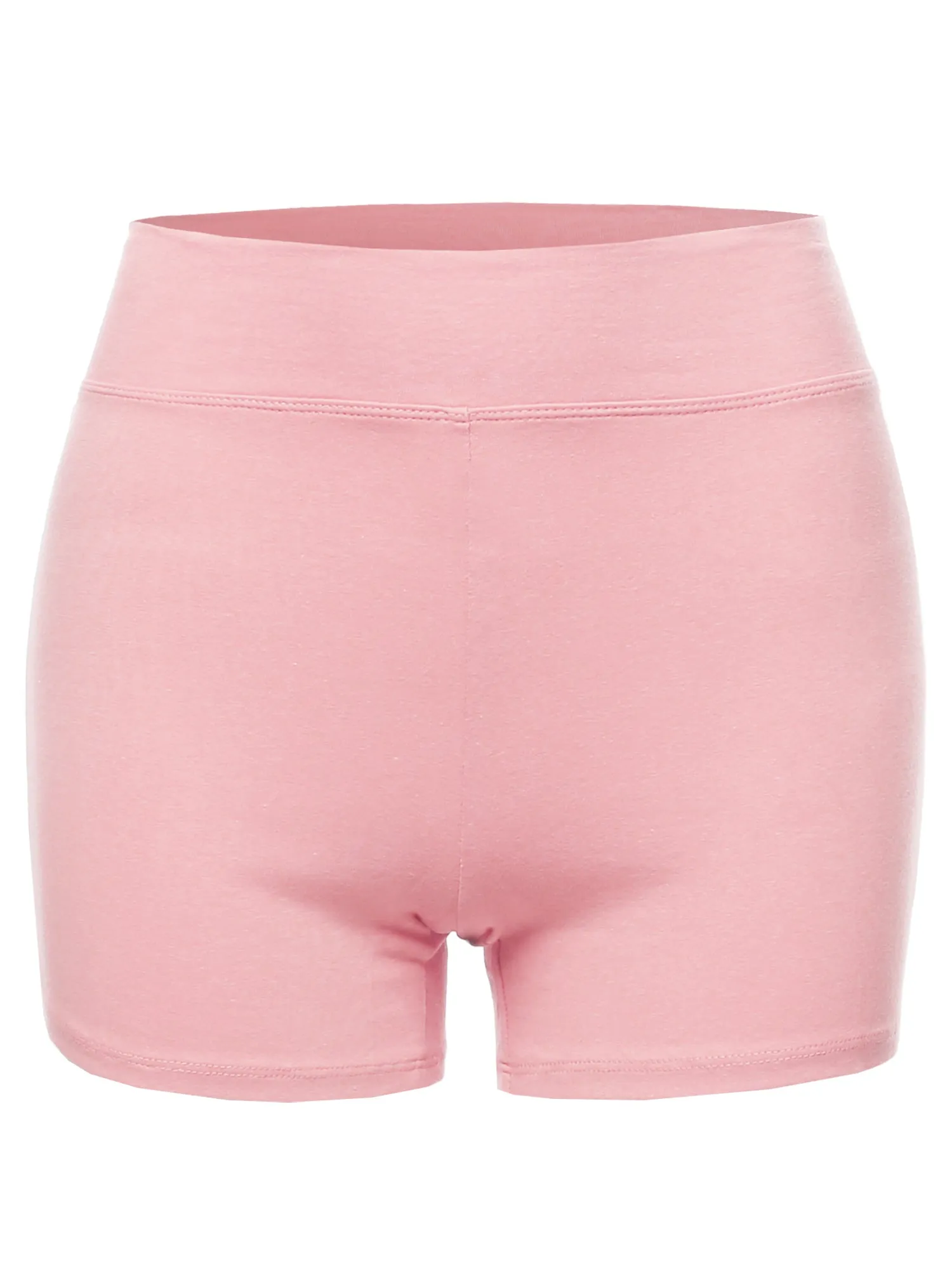 Plus Size Basic Solid Premium Cotton High Rise Bike Shorts