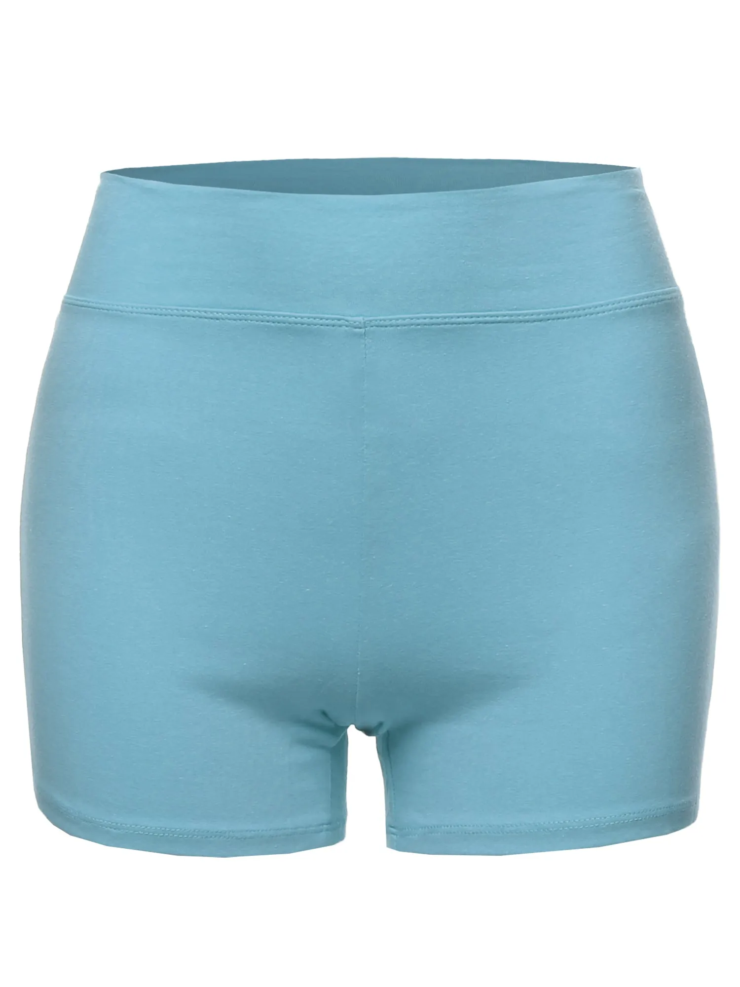 Plus Size Basic Solid Premium Cotton High Rise Bike Shorts