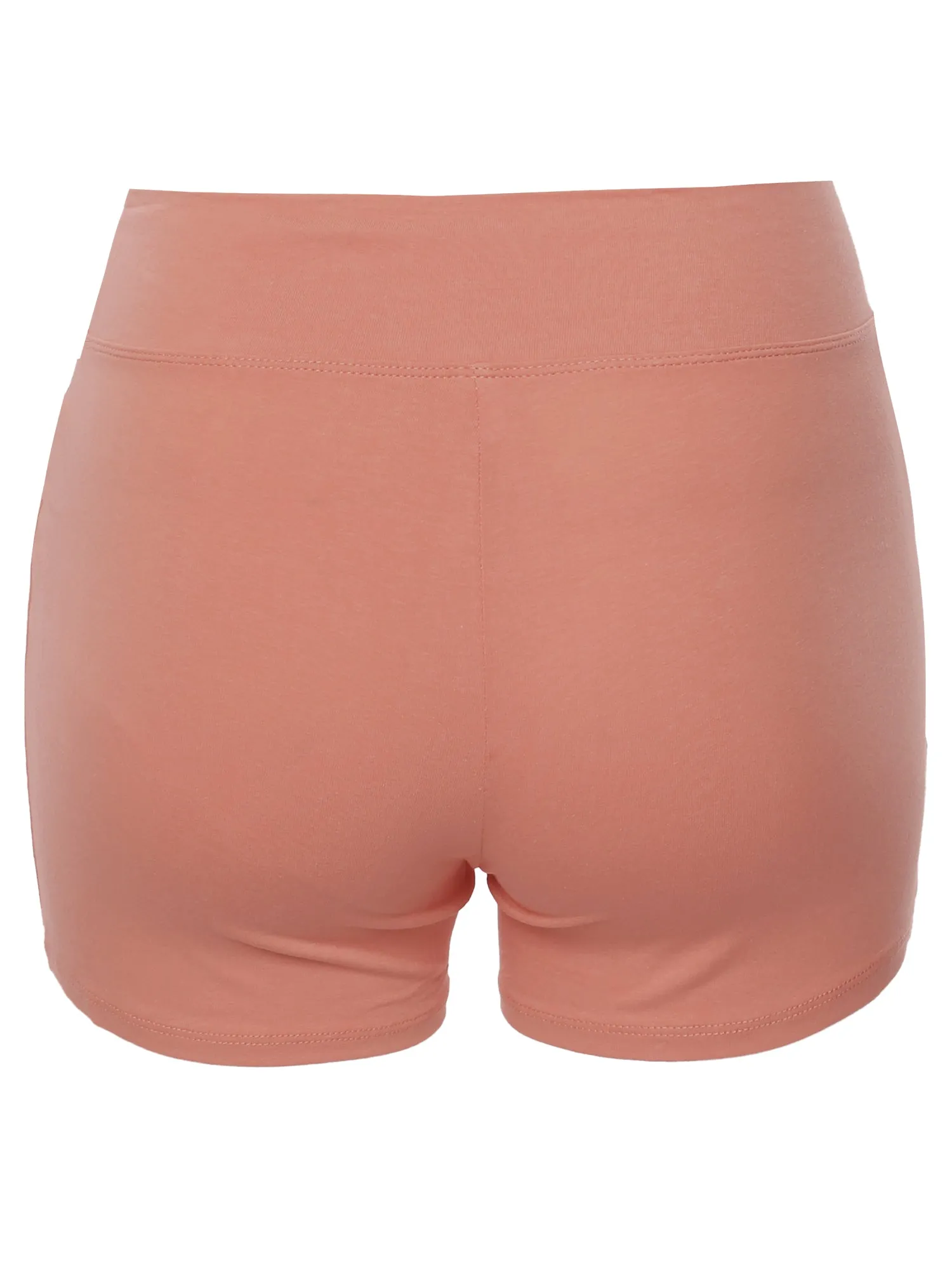 Plus Size Basic Solid Premium Cotton High Rise Bike Shorts
