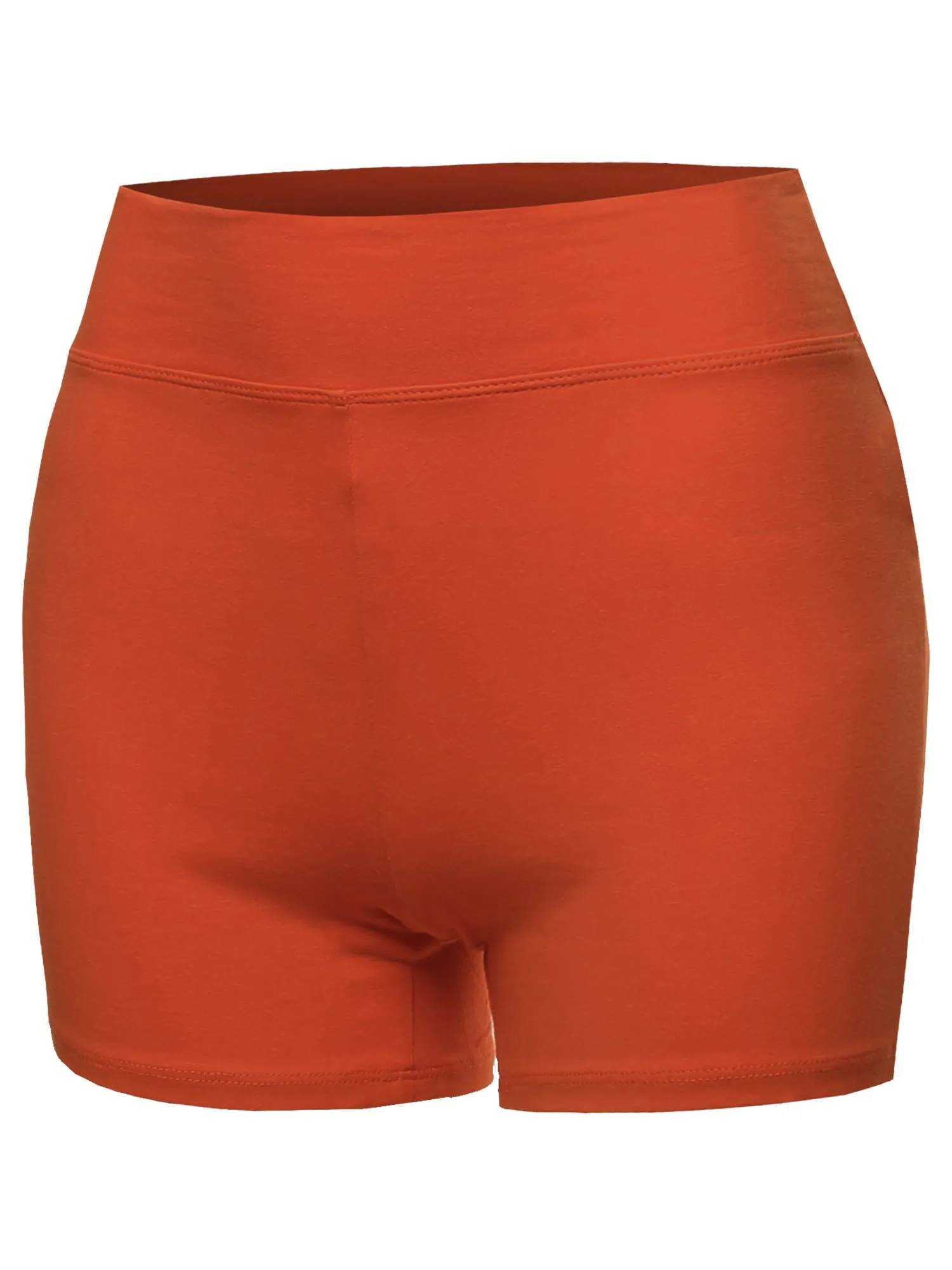 Plus Size Basic Solid Premium Cotton High Rise Bike Shorts