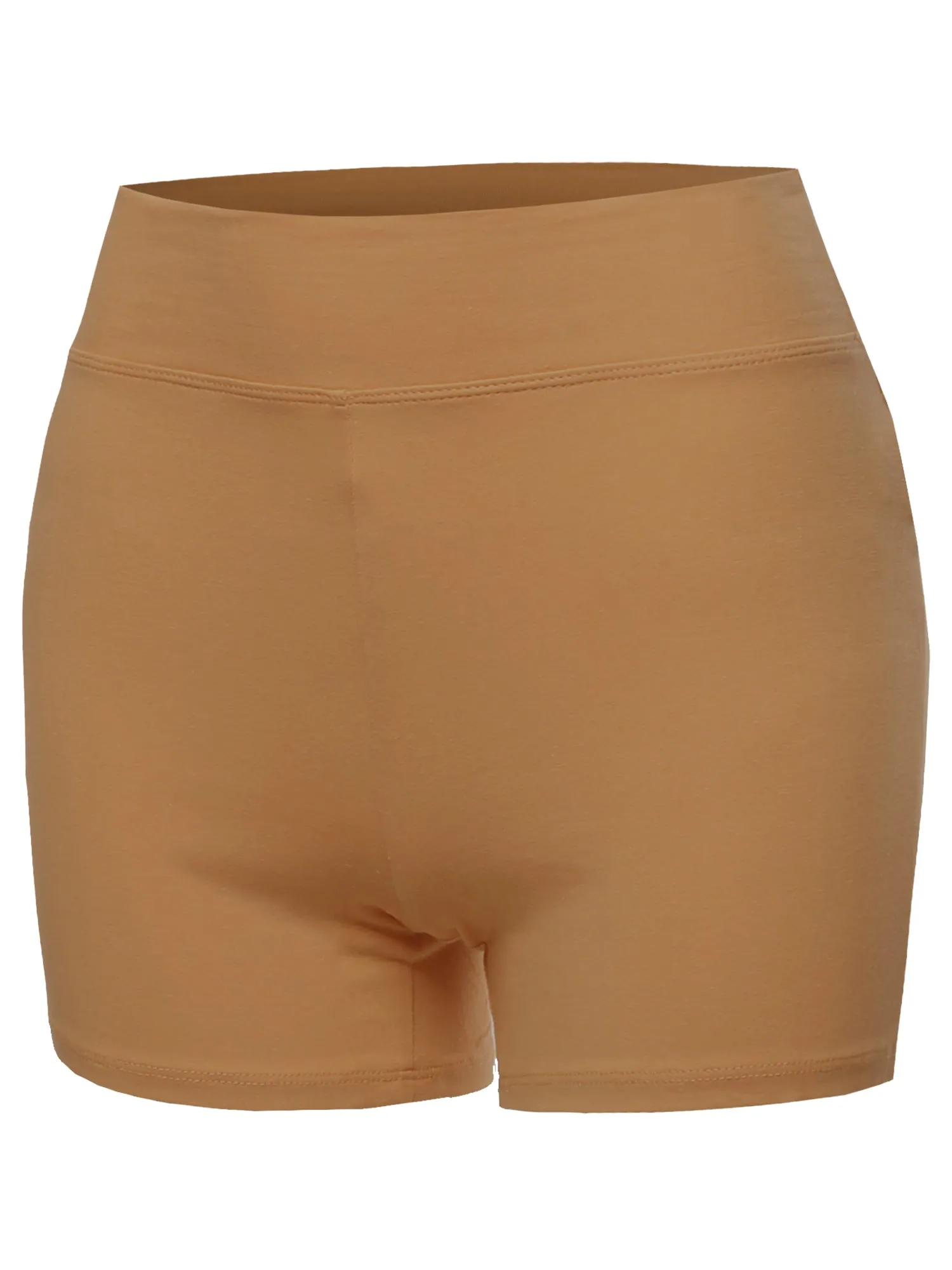 Plus Size Basic Solid Premium Cotton High Rise Bike Shorts
