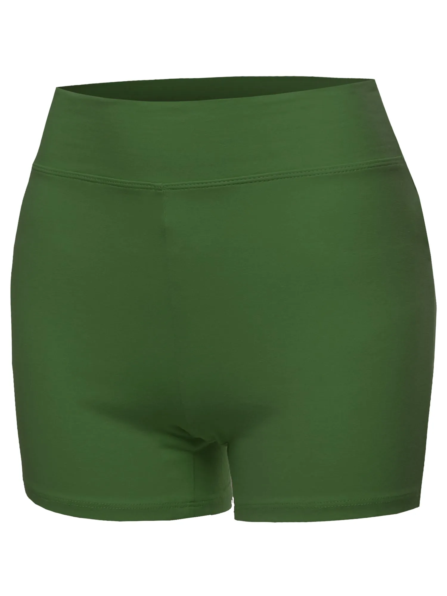 Plus Size Basic Solid Premium Cotton High Rise Bike Shorts