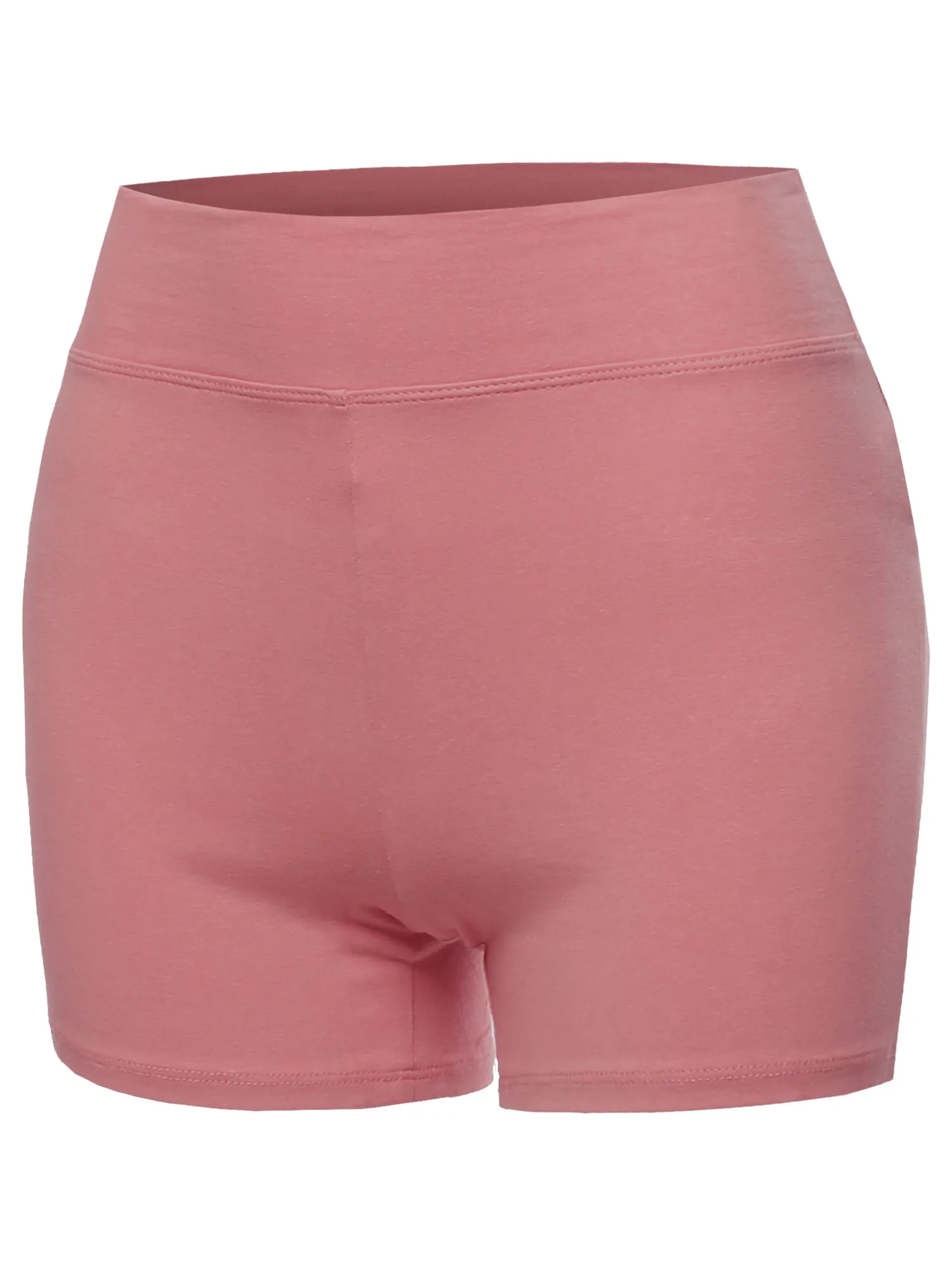 Plus Size Basic Solid Premium Cotton High Rise Bike Shorts