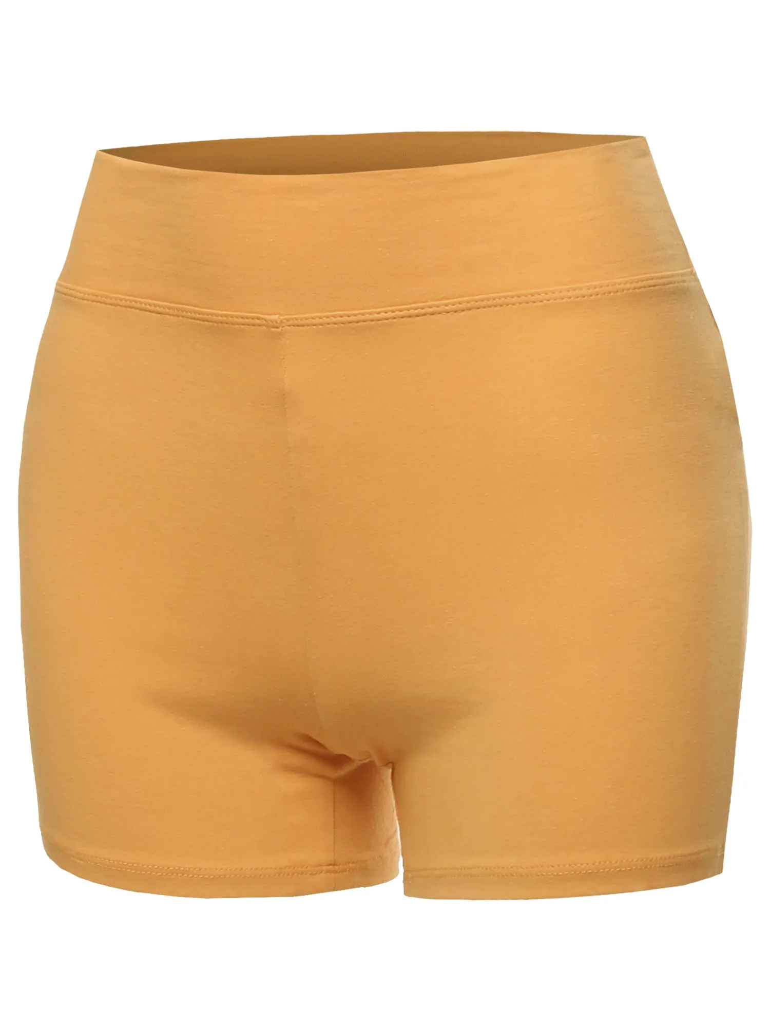Plus Size Basic Solid Premium Cotton High Rise Bike Shorts