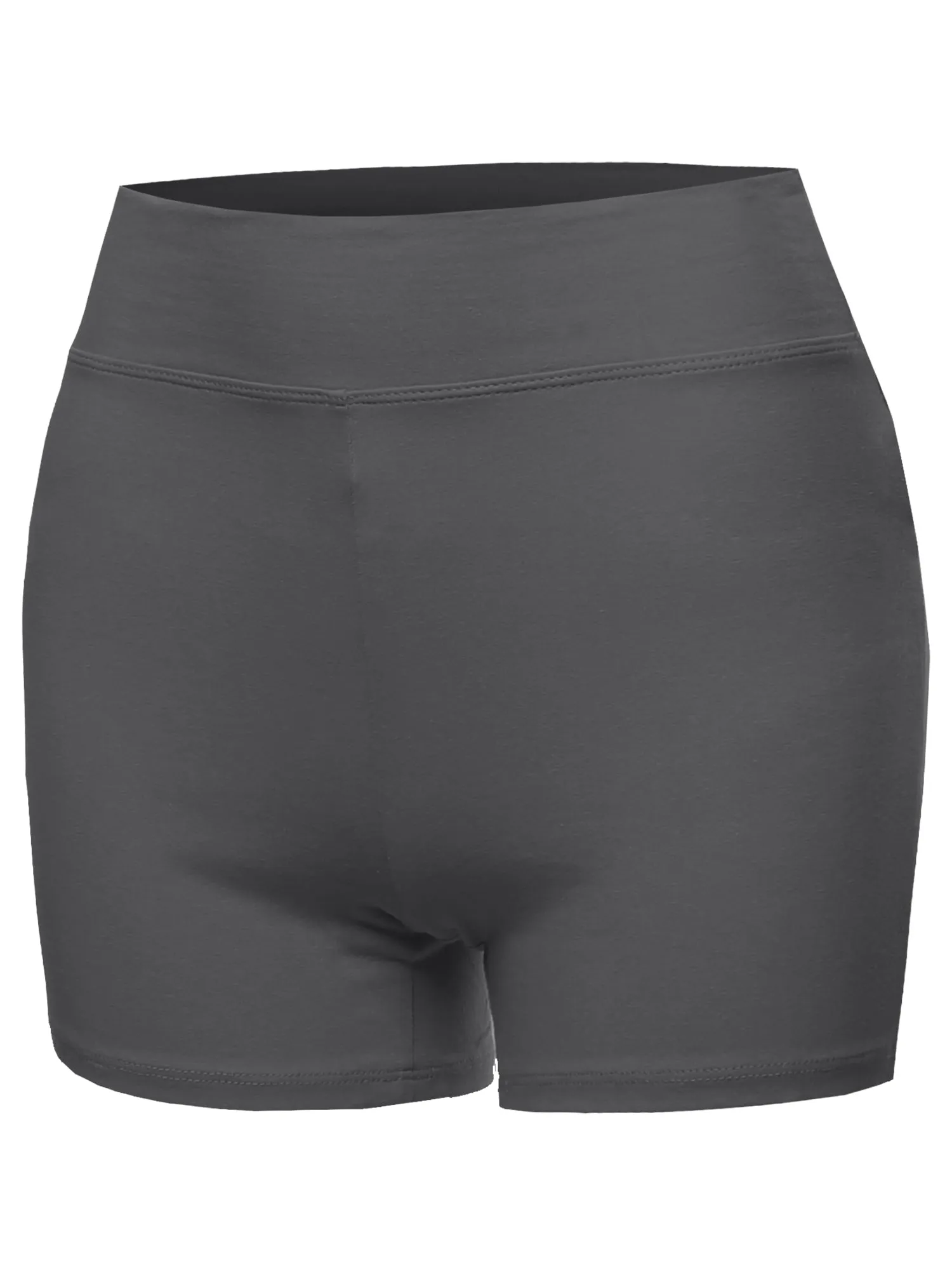 Plus Size Basic Solid Premium Cotton High Rise Bike Shorts